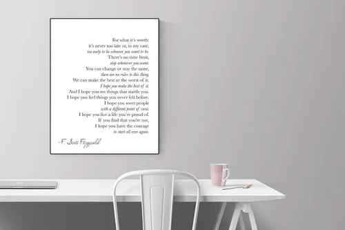 Vista 7 de Por lo que vale Cita de F. Scott Fitzgerald Impresión artística (8x10)
