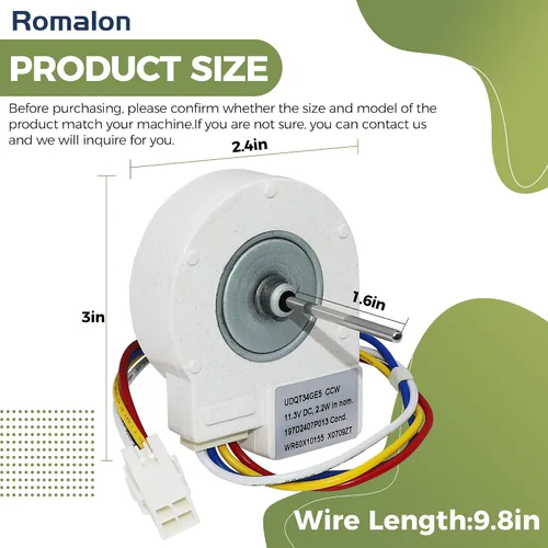 Vista 2 de Romalon WR60X10209 Pieza de repuesto del motor del ventilador del condensador del refrigerador apto para refrigeradores G-E de punto caliente que