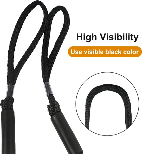 Vista 5 de Cuerda de amarre para lancha de 3.5 pies, paquete de 2 amarres para embarcaciones para acoplamiento de cables elásticos negros, accesorios