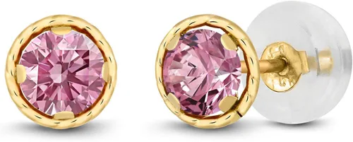 Vista 96 de Gem Stone King Aretes redondos de oro amarillo de 14 quilates con piedra natal Redondos de 0.157 in Aretes de oro para mujeres y hombres