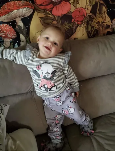 Vista 4 de Conjunto de ropa de bebé niña 2 piezas de manga larga con patrón de dibujos animados trajes infantiles Gris