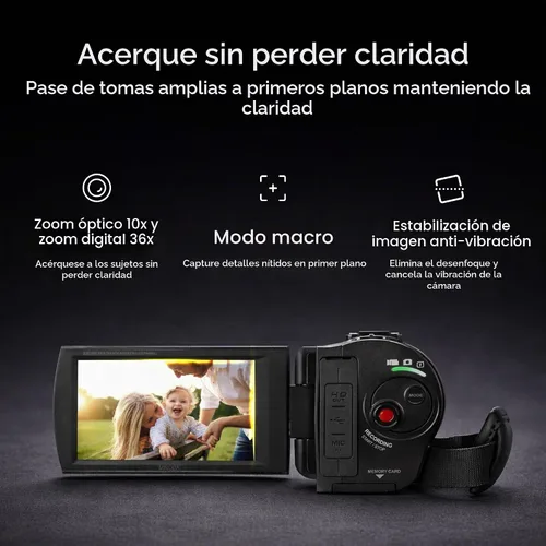 Vista 3 de Minolta MN4K100Z 28MP 4K Ultra HD 3.5" Touch Night Vision Videocámara, B Negro