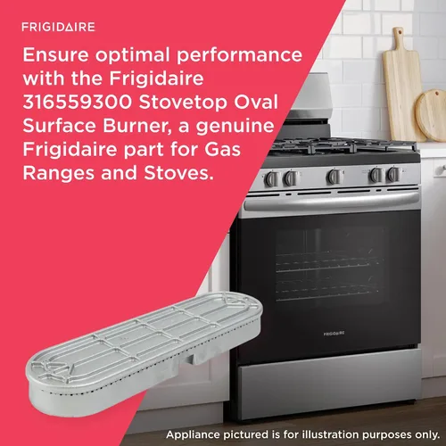 Vista 4 de Frigidaire 316559300 Quemador de superficie ovalada para estufas de gas y estufas