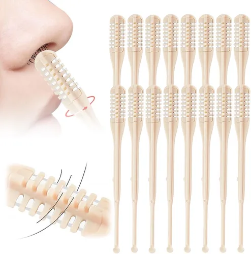 Vista 8 de Cortador de pelo nasal 2 en 1, herramienta de eliminación de vello de fosa nasal de doble cabeza, recortador de vello manual portátil para nariz