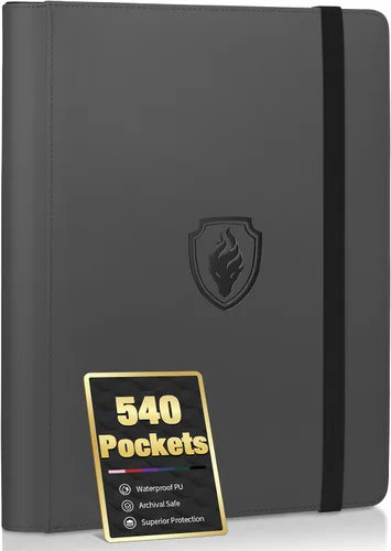Vista 17 de Carpeta prémium de 9 bolsillos para tarjetas de 360 tarjetas, carpeta de tarjetas comerciales Fabmaker PU Sturdy Card Collection Album