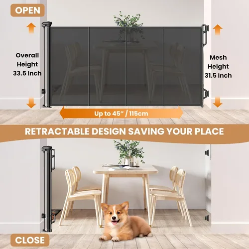 Vista 2 de Spaceany Puerta retráctil reforzada para bebés o puerta de malla para perros, fácil de usar para escaleras, puertas, pasillos, interiores