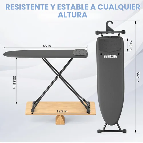 Vista 3 de APEXCHASER Tabla de planchar, tabla de planchar compacta con alfombrilla de silicona, tabla de planchar plegable con cubierta resistente al calor, 7
