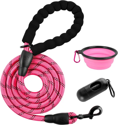 Vista 42 de BARKBAY - Correas para perros grandes, resistentes, de 4/5/6 pies, con cómoda asa acolchada y hilos altamente reflectantes para perros medianos