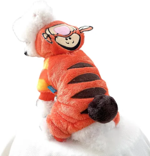 Vista 10 de Sudadera con capucha para perro, pijama de forro polar suave, pantalones de forro polar cálido, traje de Navidad para perros pequeños, disfraz