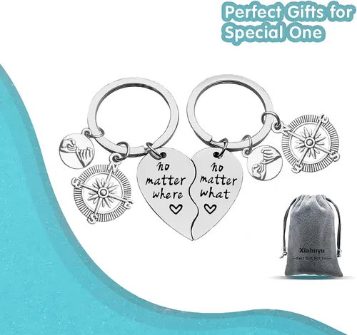 Vista 7 de Xiahuyu Best Friend Keychain No Matter What No Matter Where Keychain Christmas Birthday Gifts Friendship Gifts for Women