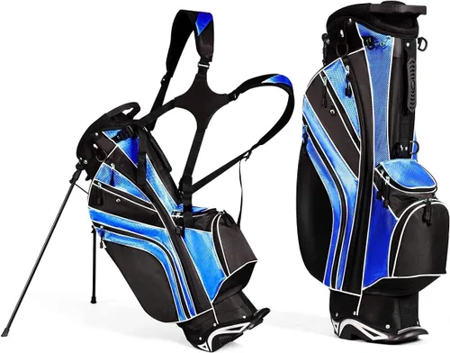 Vista 11 de Mayjooy Golf Stand Bag, Portable Carry Golf Bag w/Ergonomic Dual Straps & 6 Way Top Divider, Lightweight Carry Organizer Pocket w/Umbrella Ring Negro
