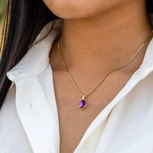 Vista 2 de Peora Dije de oro de 14 quilates para mujer con diamante, elegante diamante solitario en forma de lágrima de 10x7mm 0.394 x 0.276 pulgadas, piedras