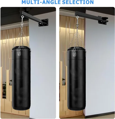 Vista 5 de Soporte de pared para saco de boxeo pesado, soporte de bolsa de boxeo resistente, soporte de montaje para saco de boxeo giratorio de 360 grados