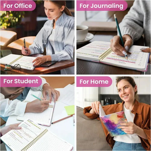 Vista 7 de Taja Cuaderno de Diario en Espiral con Líneas para Mujeres, A5 Lindo Cuaderno de Tapa Dura con Rayas Universitarias para Trabajo y Toma de Notas