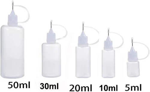 Vista 2 de Botella de pegamento con punta de aguja, gotero vacío, aplicador de botellas de plástico, herramienta de quilling, pegamento de punta de precisión