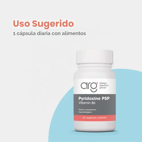 Vista 4 de ARG Pyridoxine P5P Fórmula de vitamina B6 activa, 60 cápsulas