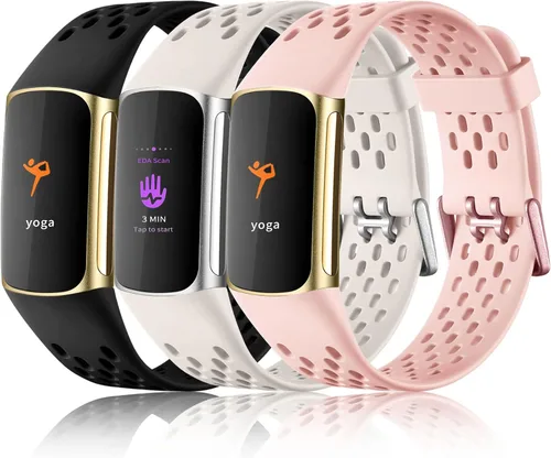 Vista 13 de Maledan Compatible con Fitbit Charge 5/Fitbit Charge 6 bandas para mujeres y hombres, correa deportiva transpirable suave impermeable de repuesto