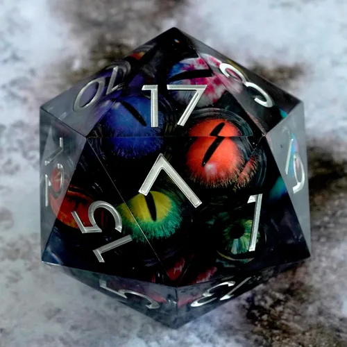 Vista 4 de Dados de mazmorras y dragones D20,3.346 in Dragon Eye D20,Dados de núcleo líquido para TTRPG