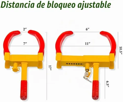 Vista 4 de Zento Deals cepo de seguridad para neumáticos, seguro de ruedas, antirrobo, resistente de excelente calidad Amarillo