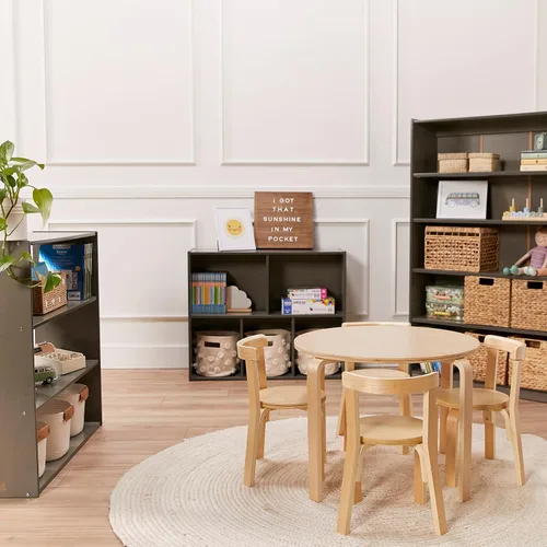 Vista 12 de ECR4Kids Streamline - Armario de almacenamiento de 5 compartimentos, 30 pulgadas, muebles de aula, gris lavado Durable birch, GREENGUARD Gold