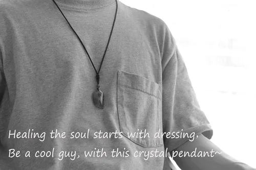 Vista 4 de XIANNVXI Collar de piedra de cristal curativo con dije de cuerda negra ajustable con piedras preciosas naturales para hombres y mujeres Cuerda