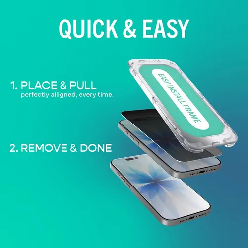 Vista 2 de Smartish® Protector de pantalla de privacidad para iPhone 17 + Cubiertas para lentes de cámara - Tuff Sheet - Paquete de 2 vidrio templado