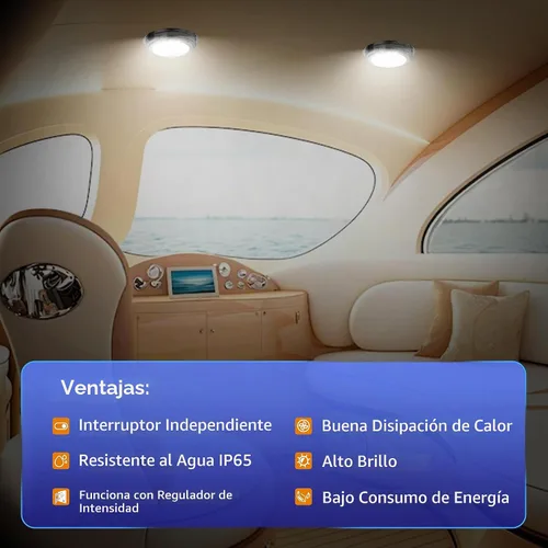 Vista 4 de RVZONE Luz de cúpula de barco marino de 12 V LED luces marinas interior con interruptor de palanca 7 "LED Iluminación de cabina de barco con montaje