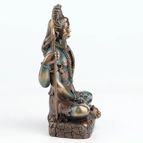 Vista 5 de Veronese Design Lord Shiva in Lotus Pose Hindu God Destroyer of Evil - Estatua de resina de 6.2 pulgadas de alto, acabado en bronce