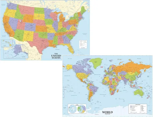 Vista 8 de Mapa del mundo, despegar y pegar, autoadhesivo, extraíble, reposicionable, clásico mapa de pared grande (36 x 24 pulgadas)