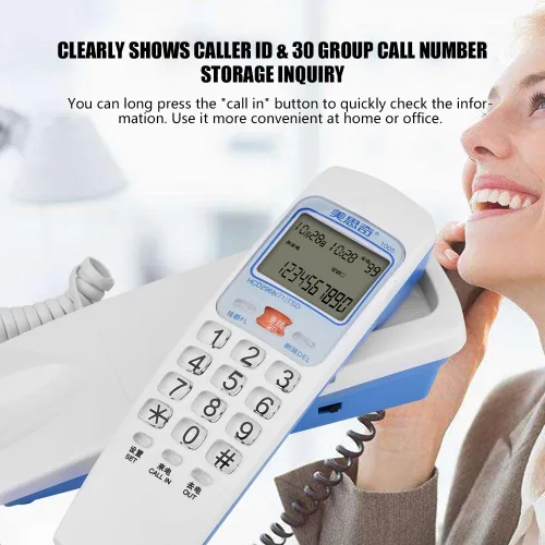 Vista 5 de Teléfonos fijos con cable con identificación de llamadas y dial retroiluminado, consulta de almacenamiento de número de llamada de 30 grupos