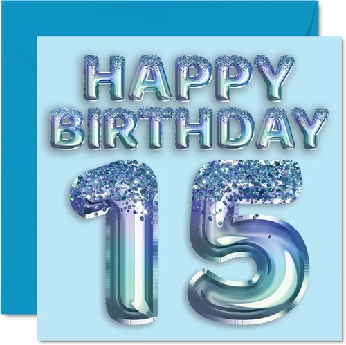Vista 28 de Stuff4 Tarjeta de primer cumpleaños para niños, globo de fiesta con purpurina azul, tarjetas de feliz cumpleaños para niño de 1 año, nieto, hijo, 57