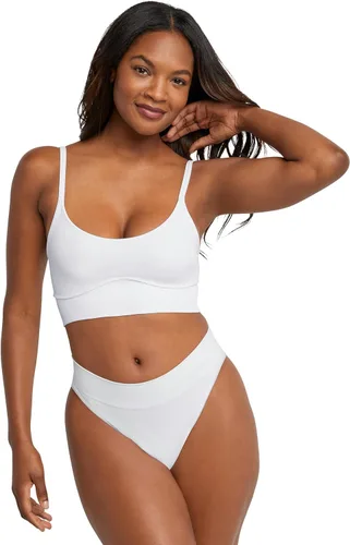 Vista 4 de Maidenform Ropa interior de pierna, calzones de bikini de corte alto sin costuras para mujer, paquete de 3