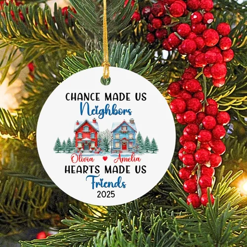 Vista 3 de Chance Made Us Neighbors - Adorno de Navidad personalizado para vecino, recuerdo de Navidad personalizado de agradecimiento de vecino, regalos