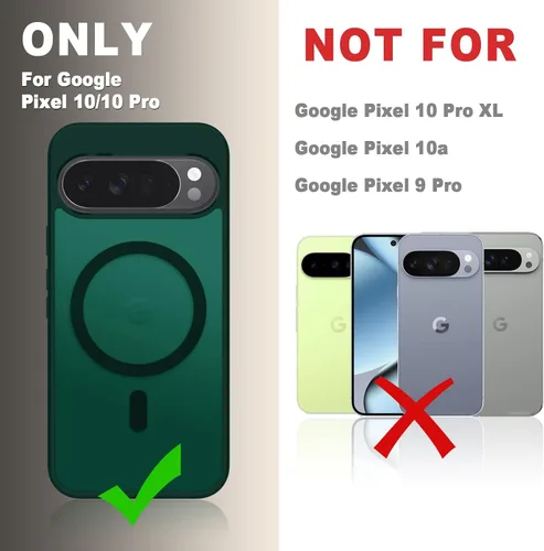 Vista 791 de Funda para Google Pixel 10 Pro XL, cubierta magnética mate, color negro Fit for MagSafe, Screen Protector included, Shockproof Military Grade