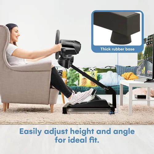 Vista 5 de flybold Racing Steering Wheel Stand - Adjustable Gaming Wheel Mount for Logitech, Thrustmaster, and Fanatec Wheels - Includes Gear Shifter Mount