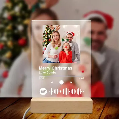Vista 4 de Placa personalizada de Spotify con fotos personalizadas, regalos con fotos para novio, novia, placa de música personalizada de Spotify con regalos
