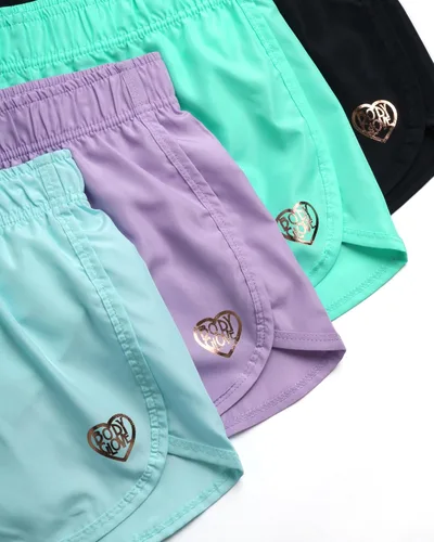 Vista 5 de Body Glove Pantalones cortos deportivos para niñas, paquete de 4 pantalones cortos de forro polar de rendimiento activo, pantalones cortos de delfín