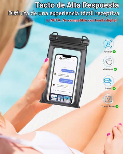 Vista 4 de PEDVSTY Bolsa impermeable para teléfono flotante, doble sellado, espacio Negro