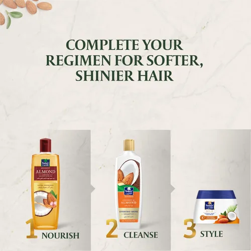 Vista 6 de Aceite para el cabello de almendra y coco Parachute Advansed Para cabello suave y sedoso Aumenta el brillo y la suavidad Sin parabenos ni