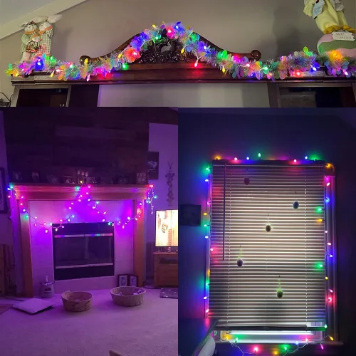 Vista 5 de Guirnalda de luces LED multicolor de cristal C3, 50 unidades, luz pastel de Pascua, 120 V, certificación ETL, conectable, para exteriores, cable