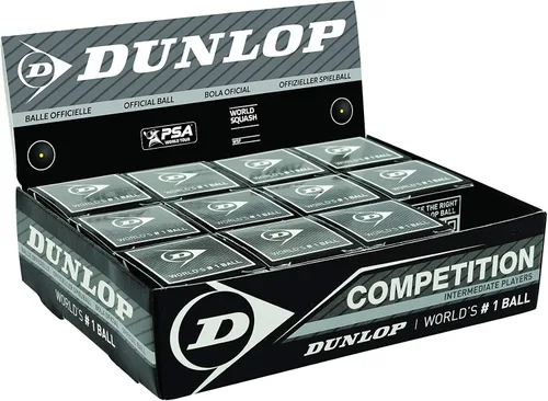 Vista 5 de Dunlop Sports Competition Squash Ball, Single Yellow Dot