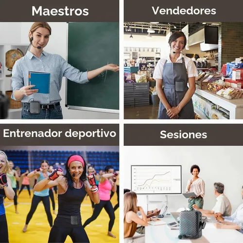 Vista 4 de Amplificador de voz para profesores con 2 micrófonos, amplificador de voz portátil con micrófono de diadema, mini amplificador de voz personal