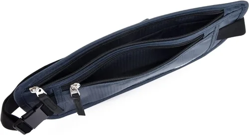 Vista 96 de DAITET Cinturón de dinero, soporte para pasaporte, cartera de viaje oculta segura con bloqueo RFID, riñonera encubierta (negro), Negro, Rfid