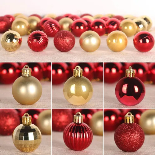 Vista 31 de Esferas pequeñas de Navidad de bronce y dorado de 1.6 pulgadas, adornos para decoración de árbol de Navidad, bolas colgantes inastillables