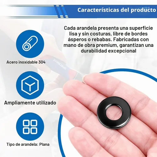 Vista 3 de 400 piezas de arandelas de remache pop de 1/8 pulg. negras para remaches pop de diámetro 1/8" de acero inoxidable 304, arandelas de remache pop