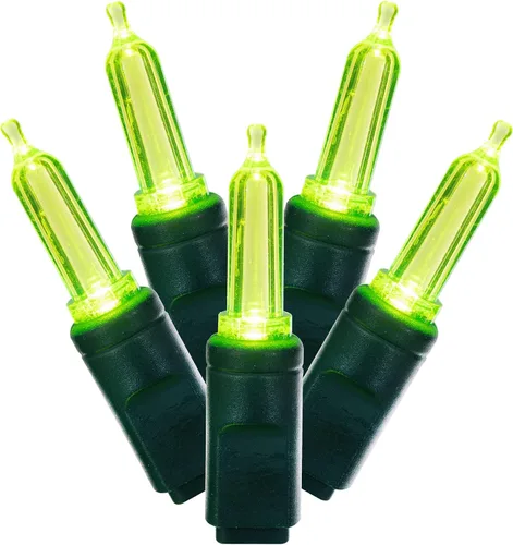 Vista 10 de Vickerman El juego de luces X6G7533 cuenta con 50 luces LED en cable verde con espacio de bombillas de 6 pulgadas, 25 pies, color lima
