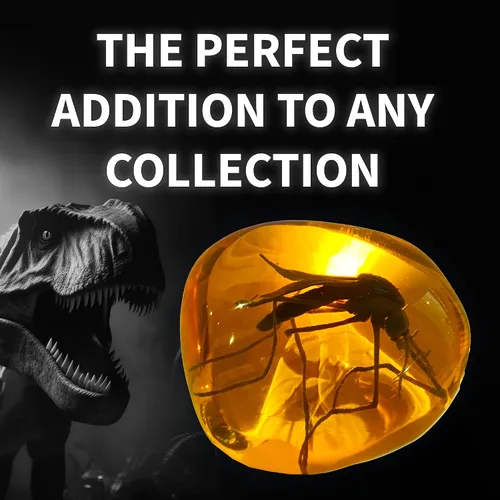Vista 3 de VEOJEIN Mosquito in Amber Fossil Réplica peso ligero - Ventana antigua del ADN - Reliquia de la era del dinosaurio - Artefacto de resina premium