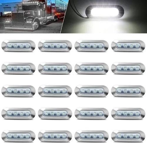 Vista 9 de 20 piezas de luces LED azules 12-24V para remolque, luces indicadoras laterales, luces de despeje delanteras y traseras con bisel cromado