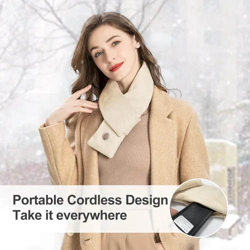 Vista 2 de ASLDOIWEH Heated Scarf for Women & Men Christmas Gifts, Electric Heating Scarf with 4000 mAh Power Bank, Neck Heating Pad for Neck Pain, USB