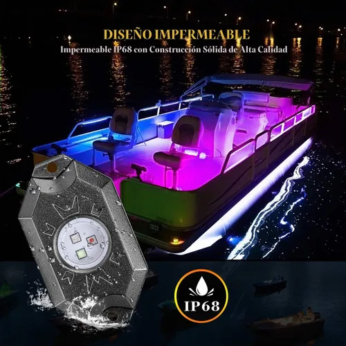 Vista 2 de Kits de luces LED RGB con control Bluetooth, impermeables, multicolor, luces LED de neón subterráneo, luces para camión, SUV, ATV, UTV, barco